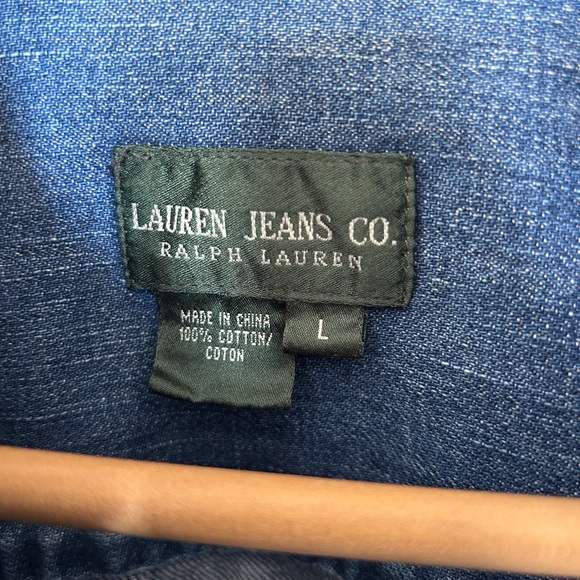 Ralph Lauren Blue Denim Jean Jacket 100% Cotton Women’s Large Size L Pockets! - Picture 3 of 4